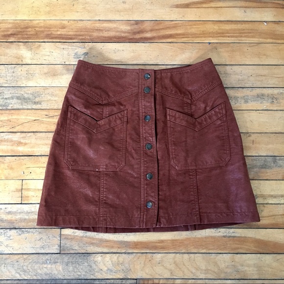 Suede brick/orange skirt - Picture 1 of 2